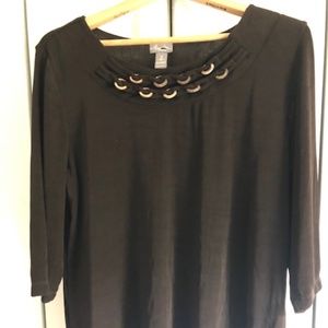 Chico's Brown Top with Gold/Brass Detail